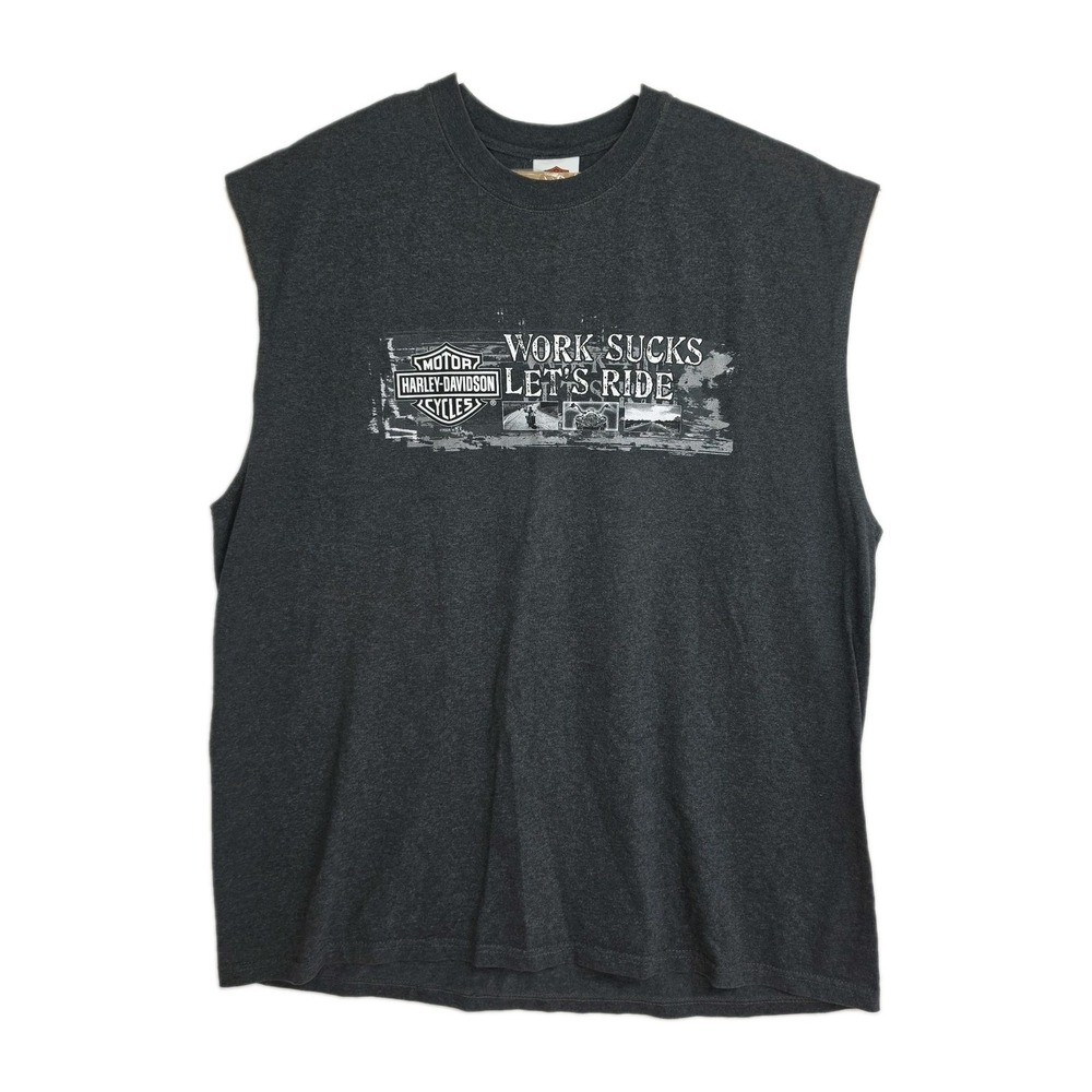 Harley Davidson Sleeveless T-Shirt Men's 2XL Gray Graphic Prints Des Moines IA